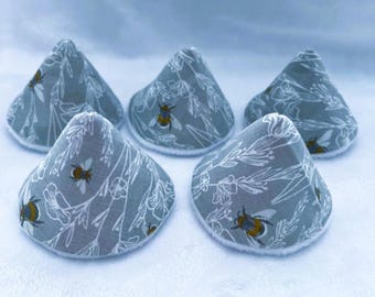 Grey Bumble Bee Pee Guards, Diaper Cones, Tinkle Tents, Set of 5