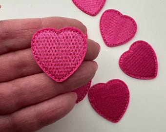 2 x Heart Iron-On Appliques: Embroidered Patches (3.3cm)