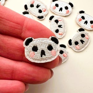 Miniature Panda Iron-on Patch, Embroidered Applique, Mini Decorative Patches, Motif