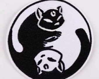 Cat Iron-on Patch, Embroidered Cat Applique, Decorative Fabric Patches