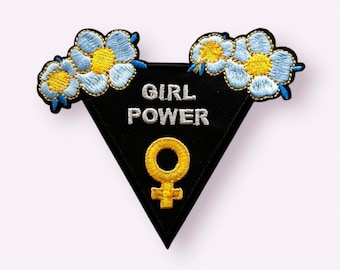 Girl Power Iron-On Patch: Feminist Symbol with Flowers
