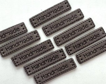 Faux Suede "Handmade" Sewing Labels - 10 Pack