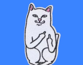 Cat Iron-on Patch, Middle Finger Iron-on Patch, Embroidered Applique, Cat Applique