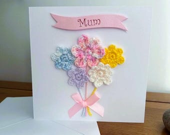 Crochet Flower Birthday Card for Mum: Handmade Greetings