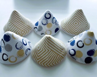 Blue & Natural Pee Guards, Diaper Cones, Tinkle Tents, Set of 6