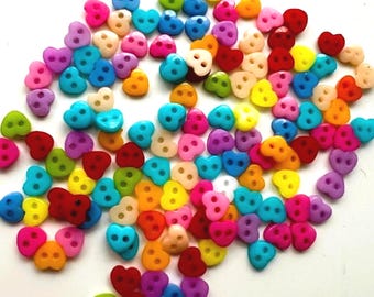 Mini Heart Buttons: Multicolored 6mm, 50 Pk