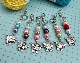 Wooly Sheep Stitch Markers, Crochet Stitch Markers, Silver Stitch Markers For Knitting, Progress Keepers, Row Counters