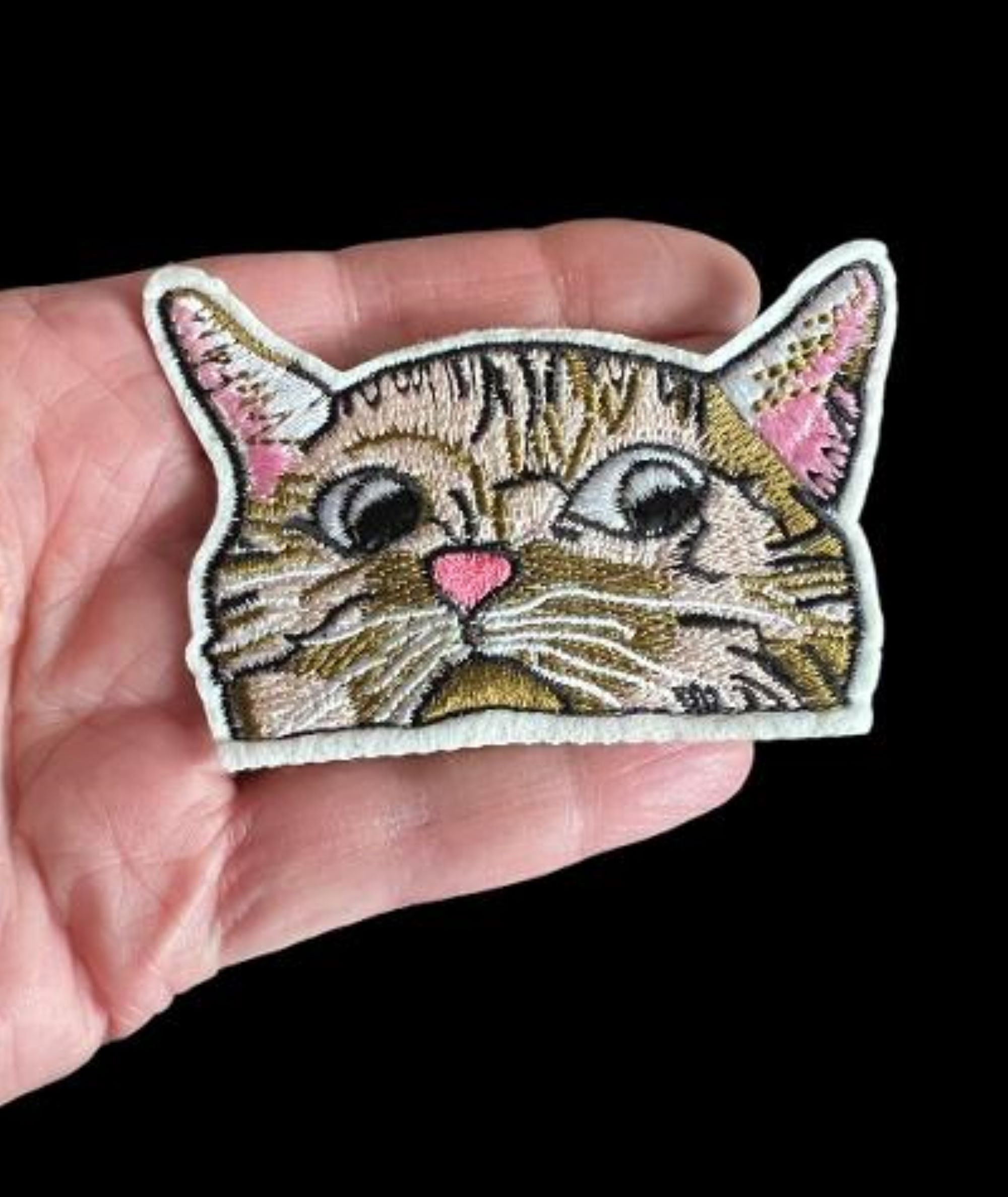 Bicolor Cat Embroidered Iron On Patch Set. Cute Kitten Appliques
