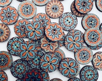 Pack 8, 20mm Wood Buttons, Vintage Style Wooden Buttons