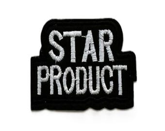 Logo Iron-on Patch: Embroidered Fabric Applique (6.2 x 3.5cm)