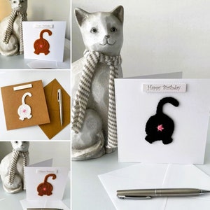Carte d'anniversaire faite main, carte de joyeux anniversaire de chat, carte de voeux, carte d'anniversaire drôle