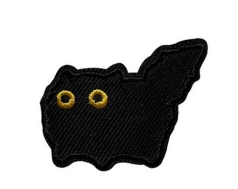 Black Cat Iron-on Patch, Embroidered Cat Applique, Feline Iron-on Patches