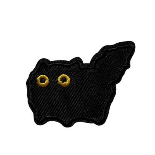 Black Cat Iron-on Patch, Embroidered Cat Applique, Feline Iron-on Patches