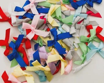 300 satin mini bows, assorted colours