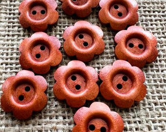 Wooden buttons 20mm flower shape (pack of 10)