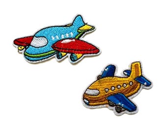Aeroplane Iron-on Patch, Embroidered Aircraft Applique, Decorative Fabric Patches