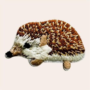 Hedgehog Iron-on Patch: Embroidered Appliqué, Animal Badge (3.6cm x 2.5cm)