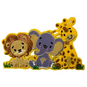 Embroidered Animal Iron-on Patch: Kids Fabric Applique, Zoo Animals