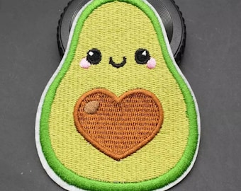 Avocado Iron-on Patch, Embroidered Avocado Applique, Decorative Fabric Patches