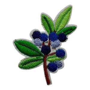 Leaf and Berry iron on patch, Blueberry Appliqué