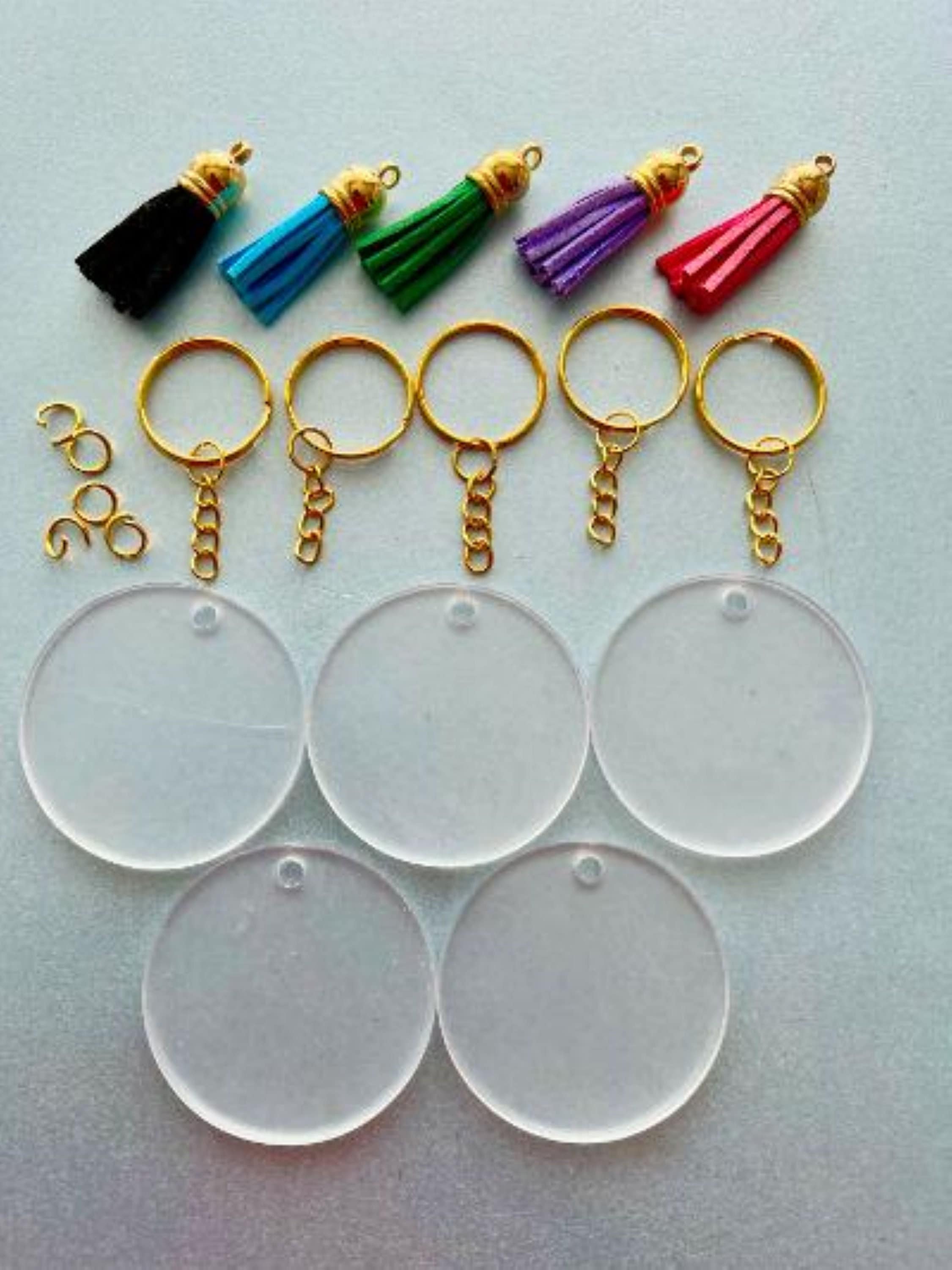 Duufin 40 Pieces Acrylic Keychain Blanks Transparent Acrylic Circles Disc Ornaments Blanks with Hole for DIY Keychain and Craft Project 3 Inch 