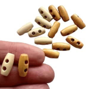 Barrel toggle buttons for Dolls & Toy Clothes, 15mm x 7mm Toggle Buttons, Natural wood buttons