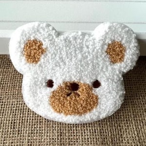 Large Chenille Teddy Bear Patch, Embroidered Sew-on Applique, Chenille Decorative Patches
