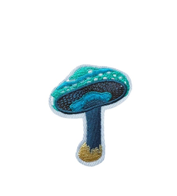 Embroidered Mushroom Iron-on Patch: Fabric Applique (5.5cm x 6.2cm)