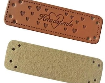 6 x "Handmade" Labels Heart Design For Handmade Crafts, Sewing, Knitting, Clothes, Bags, Etc