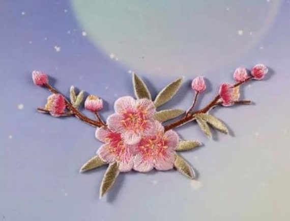 Cherry Blossom Iron-on Patch, Embroidered Flower Applique, Iron-on Flower  Patch, Decorative Patches