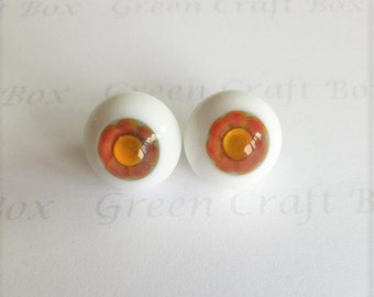 Golden Brown Glass Eyes: 16mm, 14mm Toy Making Supplies