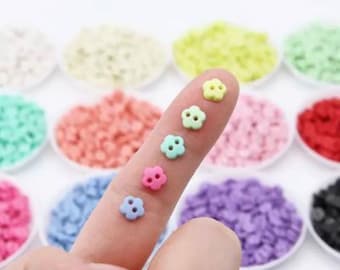 50 x 6mm Mini Flower Buttons, 6mm Buttons For Toy Clothes, Resin Buttons