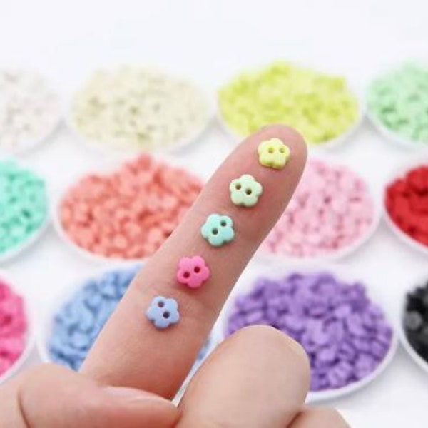 50 x 6mm Mini Flower Buttons, 6mm Buttons For Toy Clothes, Resin Buttons