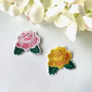 Rose Embroidered Iron-on Applique: Floral Patch