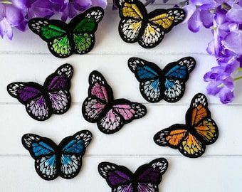 Butterfly Iron-on Patch, Embroidered Butterfly Applique, Clothes Patches