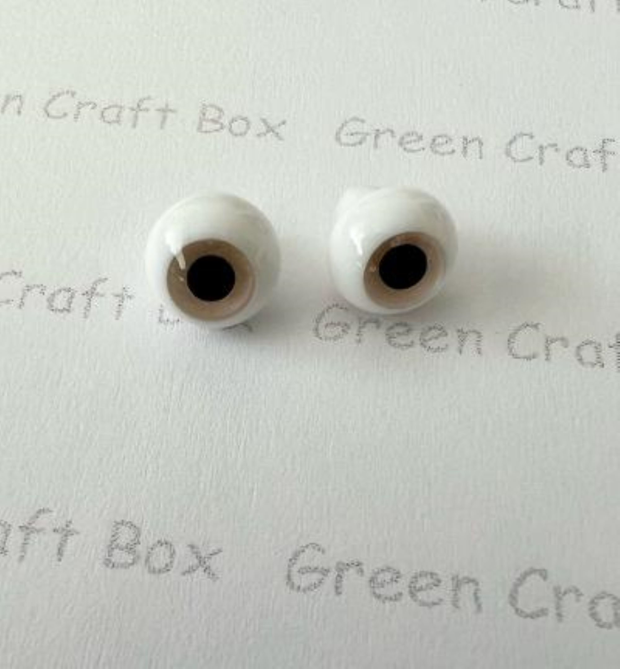 8mm Glass eyes, Eyes for toy making, Full round glass eyes, Light brown doll eyes