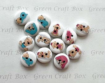 10 x Wood Baby Buttons, 15mm Wood Buttons, Buttons for baby clothes