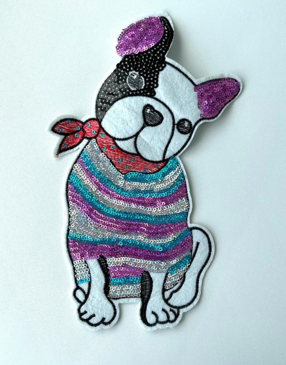 Bull Dog Sequin Patches 