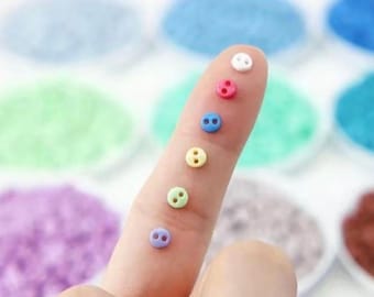 50 Mini Resin Buttons: 4mm Assorted Colors, 2-Hole