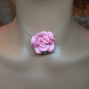 Elegant Pink Floral Pendant Choker, Pink Pastel Rose Necklace, Elegant Pink Flower Necklace, Pink Floral Jewelry, Elegant Floral Jewelry