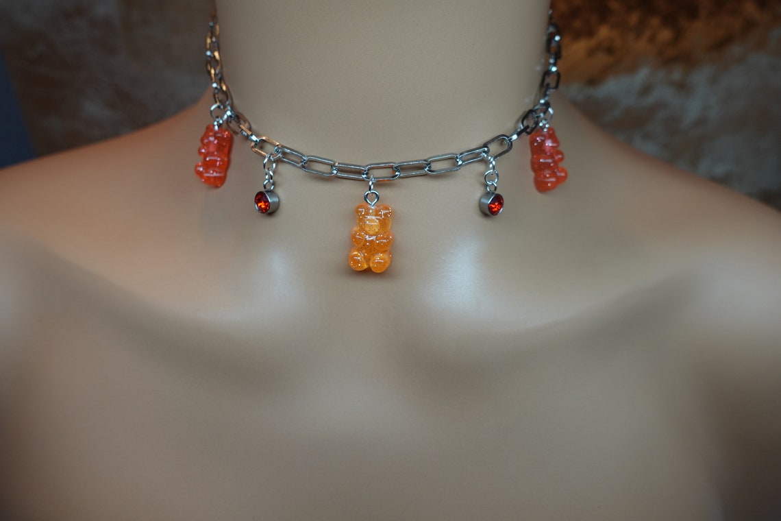 Glitter Gummy Bear Charm Choker Gummy Bear Charm Necklace Etsy