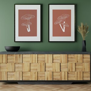 Set of 2 Mushroom DIGITAL PRINTS, Mushroom Prints, Printable Art, Instant Download Prints
