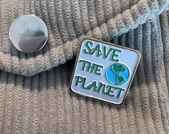 Save The Planet Lapel Pin Climate Change Activism Enamel Badge Pins