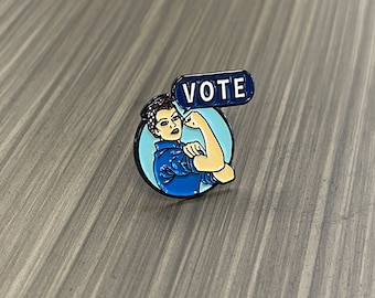Rosie The Riveter "VOTE" Enamel Lapel Pin Vote Blue Lapel Pin