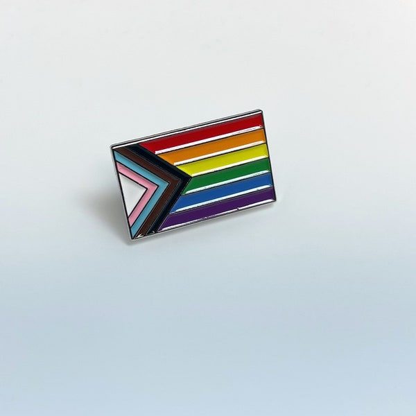 Progress Pride Flag Pin Soft Enamel All Inclusive Pride Flag Lapel Pins LGBTQ+ Pride Month Lapel Pin