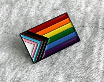 Progress Pride Flag Enamel Pin: LGBTQ+ Lapel Pin