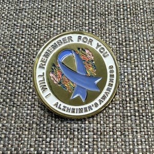 Alzheimer’s Awareness Enamel Pin – “I Will Remember for You” Purple Ribbon Lapel Pin, Support Gift, Memory Loss Awareness Pin Caregiver Gift