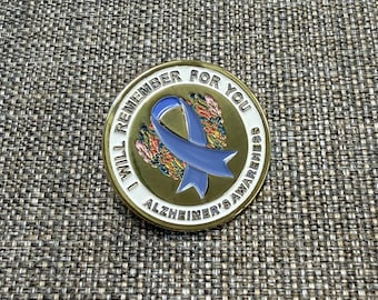 Alzheimer’s Awareness Enamel Pin – “I Will Remember for You” Purple Ribbon Lapel Pin, Support Gift, Memory Loss Awareness Pin Caregiver Gift