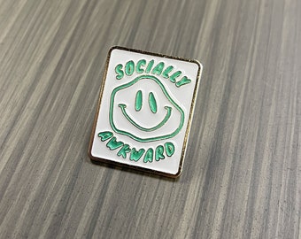 Socially Awkward Enamel Pin — Funny Introvert Pin, Relatable Humor Badge for Jackets, Bags & Backpacks, Cute Introvert Gift