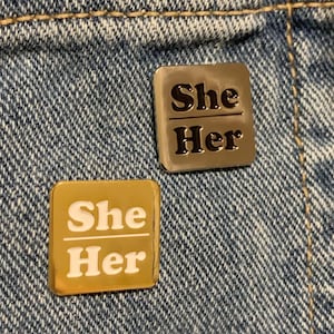 She/Her Pronouns Lapel Pin Set, She Her Pronoun Lapel Pins 2pack